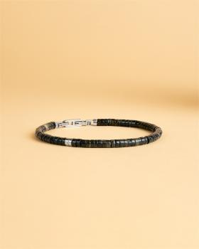 Preview: 2mm Armband mit grünen Obsidian Steinen und Titanium Element - Sphera Green